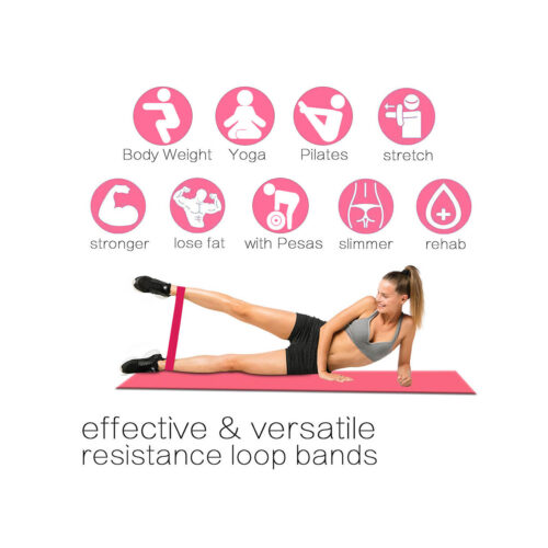 Resistance bands with 5 latex elastics (Pink color)