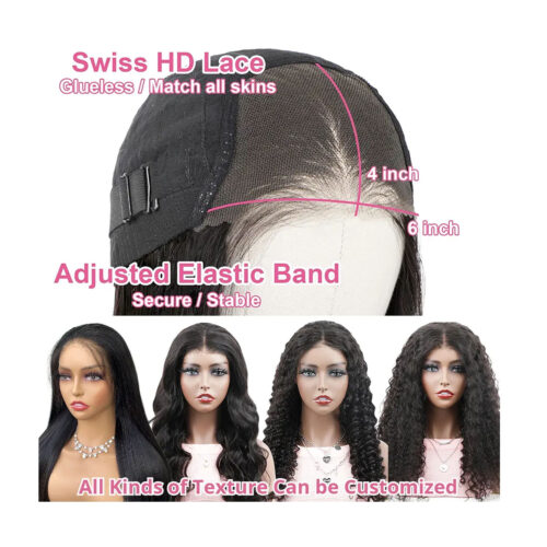 Glueless human hair wigs, 6×4 and 200% density