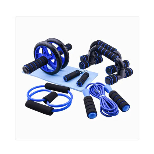 Fitness set (top quality) with push-up stand, AB rollers, jump rope handle and resistance band