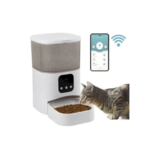 Smart pet feeder with wifi and camera – White color