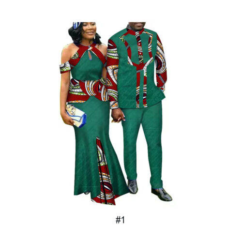 African cotton wax print clothing for men and women, couple clothing