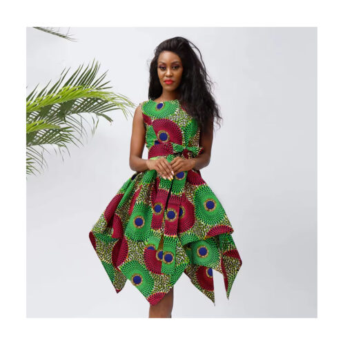 Elegant african clothing, high quality and plus size sleeveless dress, ankara dress for women