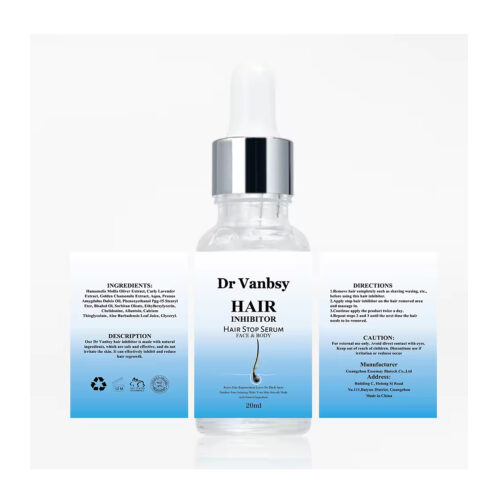 Hair inhibitor serum with lavender oil for men and women, removing hair from intimate, face, legs and other body parts