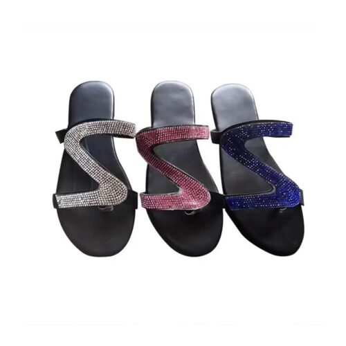 Women’s rhinestone flat sandals elegant indoor outdoor