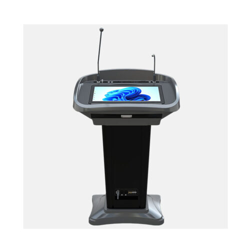 Modern digital lectern FK500N with Gooseneck microphone, Built-in speaker, Built-in sound amplifier, Wireless handheld microphone, All-in-one touch interface to display speeches